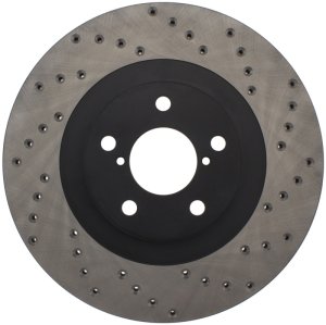 Saab 9-2X Brake Rotor (1) - Front Right - Stoptech - Drilled - Black - `05-`06