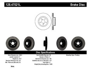 Scion FR S Brake Rotor (1) - Front Left - Stoptech - Drilled Sport - Black - `13-`16