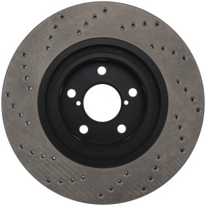 Subaru Baja Brake Rotor (1) - Front Right - Stoptech - Drilled Sport + E-coated - Black - `04-`06