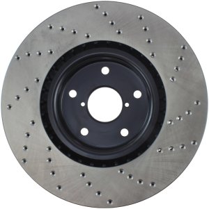 Subaru WRX STI Brake Rotor (1) - Front Right - Stoptech - Drilled - Black - `13-`17