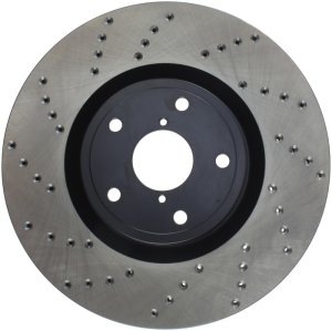 Subaru WRX STI Brake Rotor (1) - Front Right - Stoptech - Drilled - Black - `13-`17