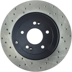 Hyundai Genesis Coupe Brake Rotor (1) - Rear Right - Stoptech - Sport Drilled, Black E-Coated - Black - `10-`13