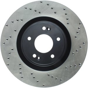 Hyundai Genesis Coupe Brake Rotor (1) - Front Left - Stoptech - Sport Cross Drilled - Black E-Coated - `10-`13