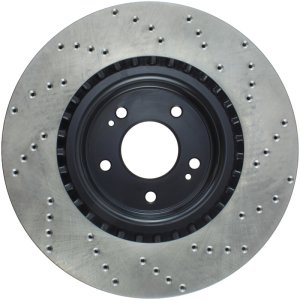 Hyundai Genesis Coupe Brake Rotor (1) - Front Right - Stoptech - Sport Cross-Drilled, Black E-Coated - Black - `10-`13