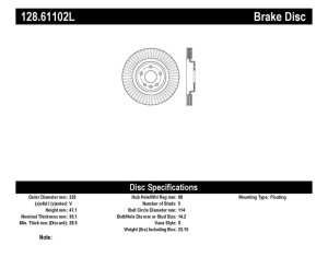 Ford Explorer Brake Rotor (1) - Front Left - Stoptech - Drilled Sport Rotor - Black - `11-`19