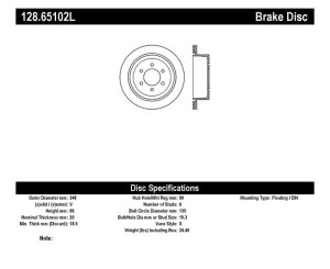 Lincoln Mark LT Brake Rotor (1) - Rear Left - Stoptech - Sport Cross Drilled - Black E-Coated - `05-`08