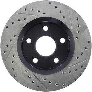 Jeep Wrangler Brake Rotor (1) - Front Right - Stoptech - Sport Cross-Drilled - Black E-Coated - `07-`13