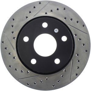 Jeep Wrangler Brake Rotor (1) - Front Right - Stoptech - Sport Cross-Drilled - Black E-Coated - `07-`13
