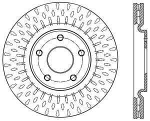 Dodge Grand Caravan Brake Rotor (1) - Left Front - Stoptech - Sport Drilled - Black - `12-`19
