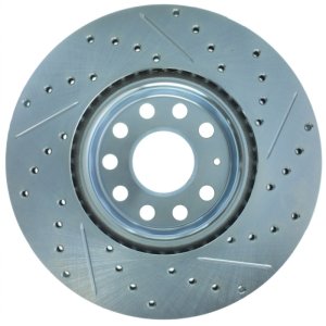 Audi Q3 Brake Rotor (1) - Front Right - Stoptech - Drilled & Slotted - Black - `12-`18