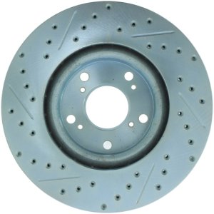 Acura CSX Brake Rotor (1) - Front Left - Stoptech - Slotted and Drilled - Black e-coating - `07-`11