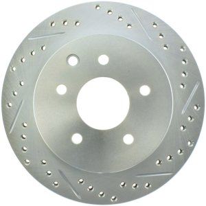 Nissan Leaf Brake Rotor (1) - Rear Left - Stoptech - Drilled and Slotted, Zinc Coated - Black - `11-`19