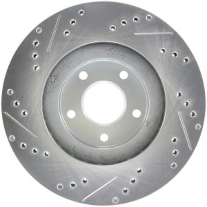 Infiniti EX35 Brake Rotor (1) - Front Left - Stoptech - Drilled and Slotted - Black - `08-`12