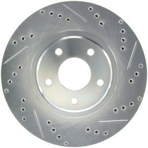Infiniti M37 Brake Rotor (1) - Front Left - Stoptech - Drilled and Slotted - Black - `11-`13