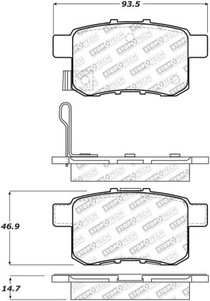 Acura TSX Brake Pads - Rear - Stoptech - Street Select - `09-`10