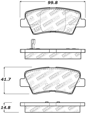 Hyundai Azera Brake Pads - Rear - Stoptech - Street Select - `12-`17