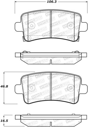 Buick LaCrosse Brake Pads - Stoptech - Street with Shims and Hardware - `10-`11