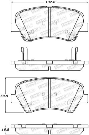 Hyundai Elantra Brake Pads - Front - Stoptech - Street - `11-`16