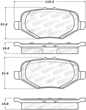Ford Special Service Police Sedan Brake Pads - Front - Stoptech - ST Street - `14-`19