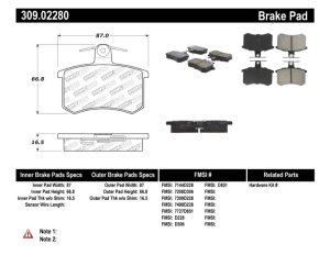 Audi S3 Brake Pads - Rear - Stoptech - Sport - `00-`01 Audi S3 Brake Pads - Rear - Stoptech - Sport - `00-`01