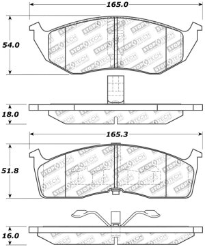 Chrysler Voyager Brake Pads - Front - Stoptech - Sport with Shims and Hardware - `95-`00