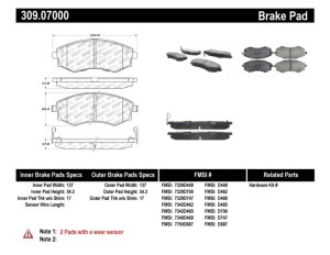 Kia Magentis Brake Pads - Front - Stoptech - Sport - `01-`02