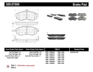 Kia Optima Brake Pads - Front - Stoptech - Sport - `01-`02 Kia Optima Brake Pads - Front - Stoptech - Sport - `01-`02