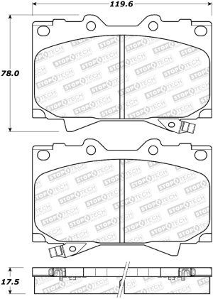 Lexus LX470 Brake Pads - Rear - Stoptech - Sport with Shims and Hardware - `98-`07