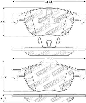 Ford Focus Brake Pads - Front - Stoptech - Sport - `05-`18