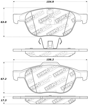 Ford Focus Brake Pads - Front - Stoptech - Sport - `05-`18