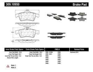 Cadillac BLS Brake Pads - Rear - Stoptech - Sport - `07-`09