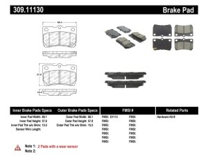 Lexus IS250 Brake Pads - Rear - Stoptech - Sport - `10-`13