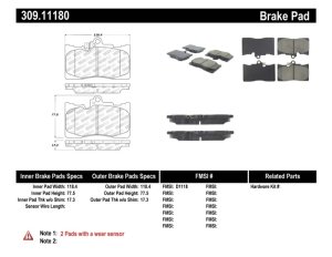 Lexus IS350 Sport Brake Pads - Front - Stoptech - Performance, Para-aramid (Kevlar) composites - `06-`21