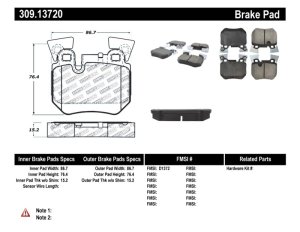 BMW 3 Series Brake Pads - Rear - Stoptech - Sport - 2013