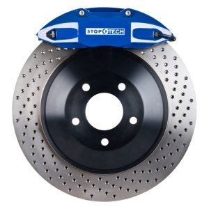 Volkswagen Jetta Brake Kit - Front - Stoptech - ST-41 Calipers + Drilled One-Piece Rotor - Blue - `05-`12