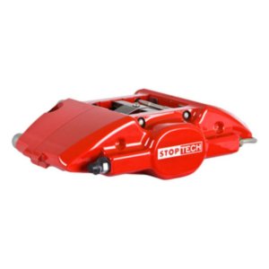 Audi S4 Brake Kit - Rear - Stoptech - ST-22 Calipers + 328x28mm Slotted Rotors + StopTech Street Performance Pads + Stainless Steel Lines - Red - `99-`02