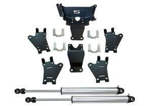 Ford F-450 Super Duty Steering Stabilizer Kit - Front - Superlift - Dual Steering + Radflo Cylinders - Clear-anodized - `17-`24 Ford F-450 Super Duty Steering Stabilizer Kit - Front - Superlift - Dual Steering + Radflo Cylinders - Clear-anodized - `17-`24