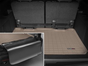 Cadillac Escalade ESV Cargo Liner with Bumper Protector - Behind 3rd Row Seating - WeatherTech - Tan - `07-`13