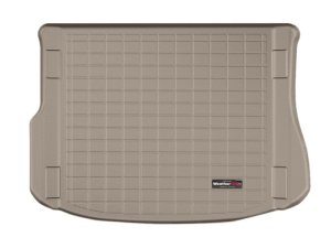 Land Rover Range Rover Evoque Cargo Liner - Cargo Area (Behind 2nd Row) - WeatherTech - Behind 2nd Row (5-Door); Textured, Raised Lip; TPO; Trim required to use optional rail cargo system - Tan - `12-`27