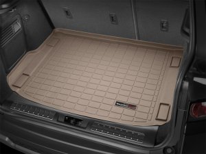 Land Rover Range Rover Evoque Cargo Liner - Cargo Area (Behind 2nd Row) - WeatherTech - Behind 2nd Row (5-Door); Textured, Raised Lip; TPO; Trim required to use optional rail cargo system - Tan - `12-`27