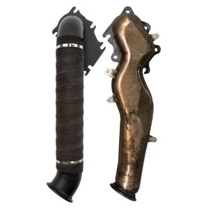 Chevrolet Duramax Performance Exhaust - Wehrli - 3in Down Pipe with High Temp Coating and Heat Wrap - `01-`04