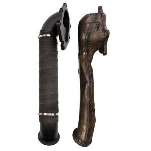 Chevrolet Duramax Performance Exhaust - Wehrli - 3in Down Pipe with High Temp Coating and Heat Wrap - `01-`04