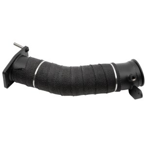 Chevrolet GMC 6.6L L5P Duramax Performance Exhaust - Wehrli - Down Pipe, 3.5in, High Temp Black Ceramic Coat, Heat Wrap - Black - `17-`25