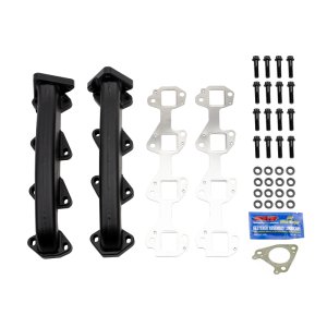 Chevrolet Duramax Exhaust Manifold Kit - Wehrli - Billet w/ Gaskets & Hardware - Black Ceramic - `01-`16