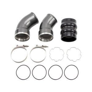 Chevrolet Duramax Intercooler Pipe - Passenger Side - Wehrli - 3.5in, High Flow, Aluminum - Semi-Gloss Black - `06-`10