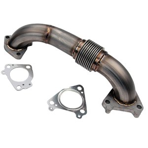 Chevrolet Duramax Performance Exhaust - Passenger Side - Wehrli - 2in Stainless Up Pipe with Gaskets (Twin Turbo) - `01-`04