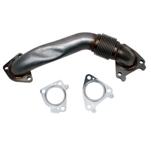 Chevrolet Duramax Performance Exhaust - Wehrli - 2in Stainless Pass. Side Up Pipe w/Gaskets (Single Turbo) - `01-`04