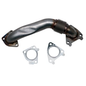 Chevrolet Duramax Performance Exhaust - Wehrli - 2in Stainless Pass. Side Up Pipe w/Gaskets (Single Turbo) - `01-`04