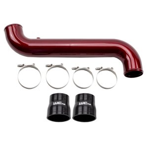 GMC Sierra 3500HD Intercooler Pipe - Passenger Side - Wehrli - 3.5 in. High Flow, 14g Aluminum - Gloss Black - `11-`16
