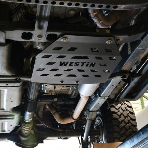 Jeep Wrangler Transfer Case Skid Plate - Westin - Textured Black - `18-`21